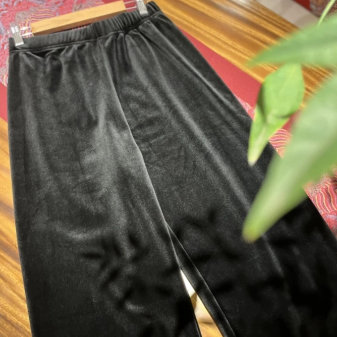 暮霭 芳华设计新中式复古丝绒阔腿裤国风冬款百搭显瘦丝绒裤