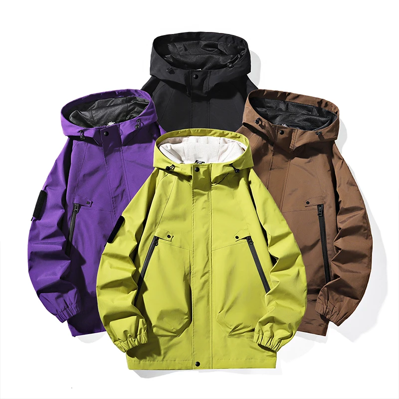 春秋季时尚潮流百搭登山户外运动冲锋衣防风防水日系休闲连帽夹克