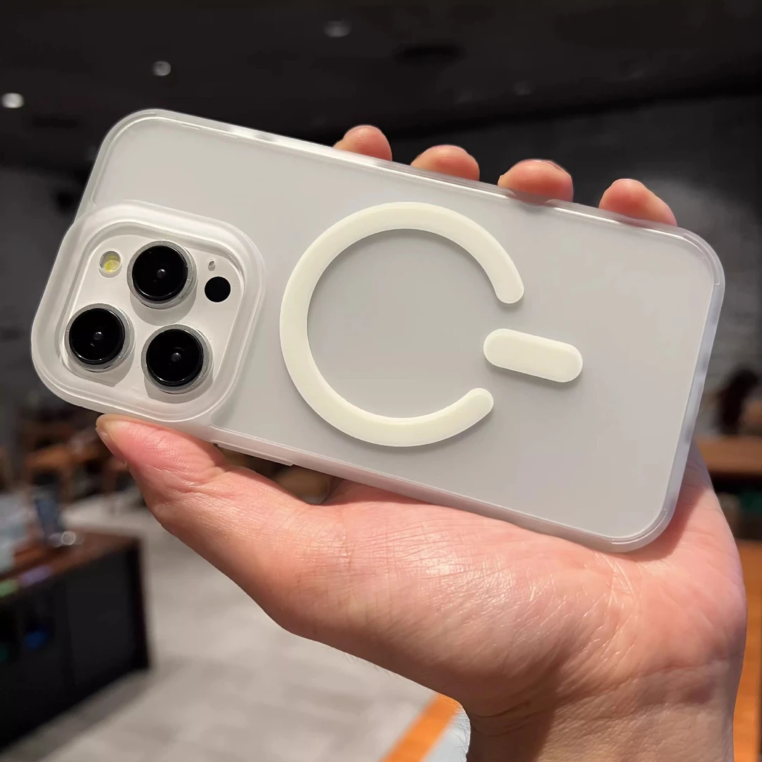 彩色亚克力磁吸适用苹果16pro手机壳iPhone15肤感磨砂透明保护套