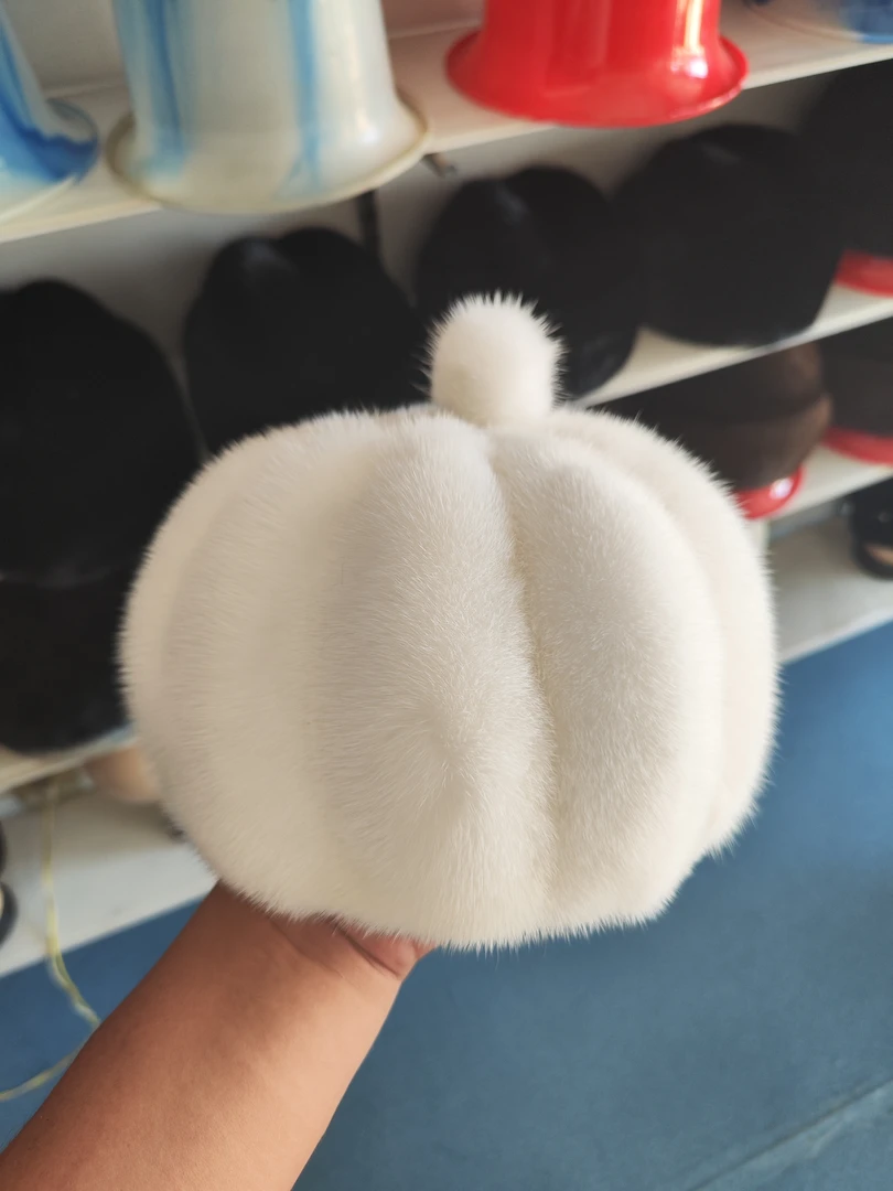 水貂帽子女士帽南瓜帽冬季保暖时尚潮流2024新款可爱好看