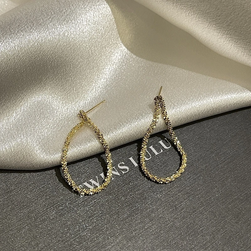 铜合金耳饰 美国小众设计师时尚简约手工镶嵌几何流苏耳环TSL205