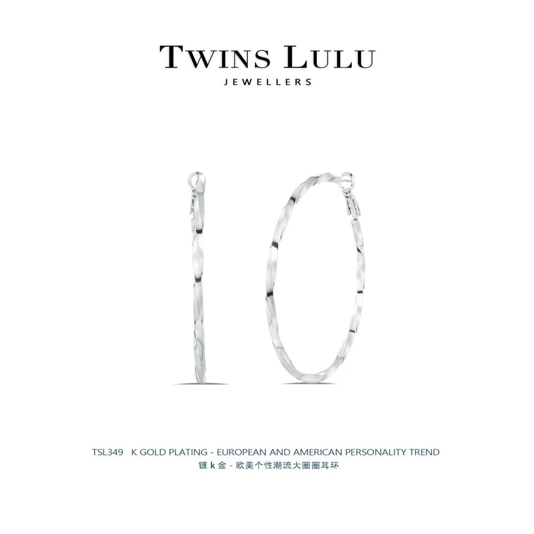 铜合金耳饰 欧美简约风时尚大圈圈立体压纹耳圈银针耳环TSL349