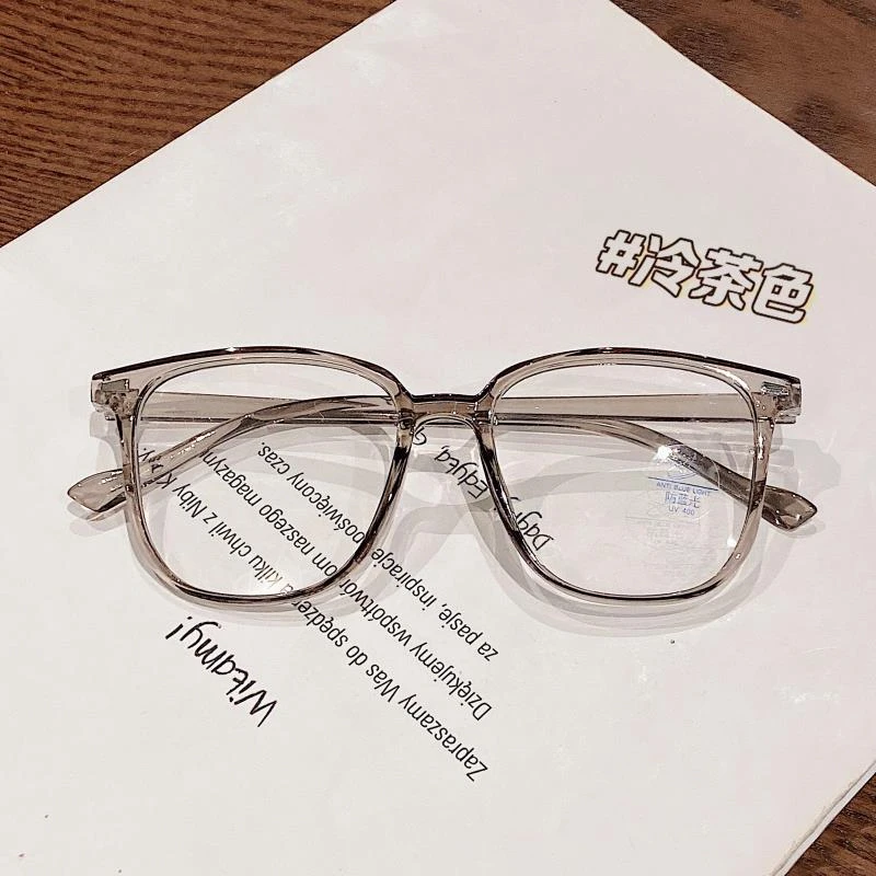 断货冷茶色!温柔小众复古方框可配度数素颜平光近视眼镜框架女