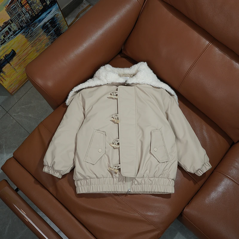 夹棉派克服棉服2024年新款中大童女童亲子装女装加绒加兔毛童装