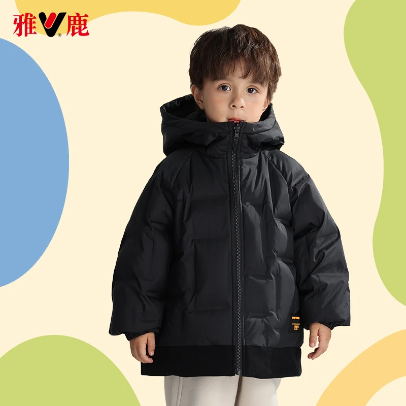 【LF】雅鹿新款时尚儿童男女连帽加厚冬季洋气双面穿休闲羽绒服