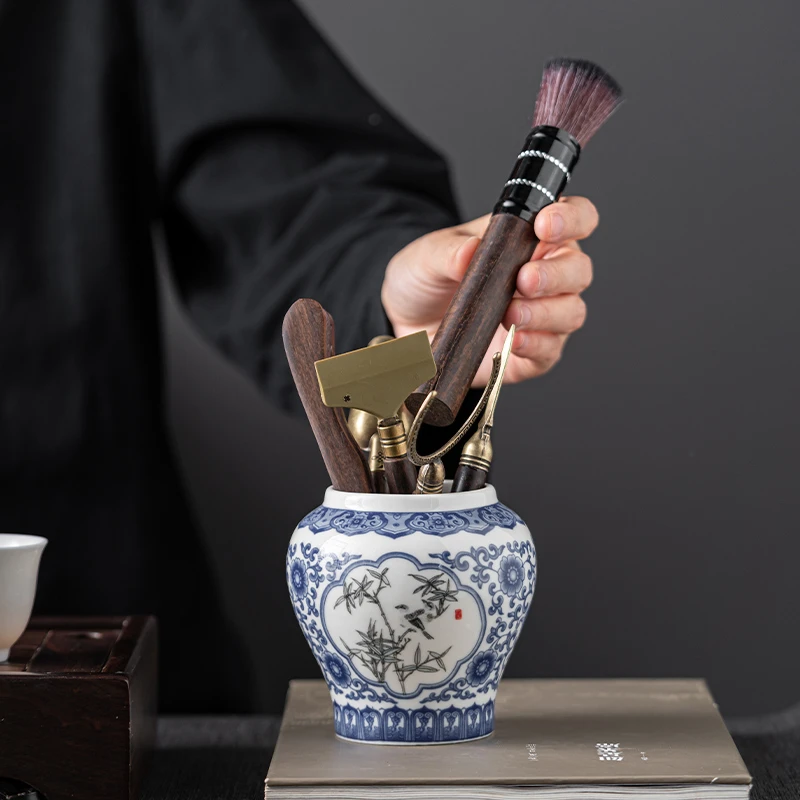 [店促88折]高档青花功夫茶具配件茶道六君子套装茶夹茶针配件大全