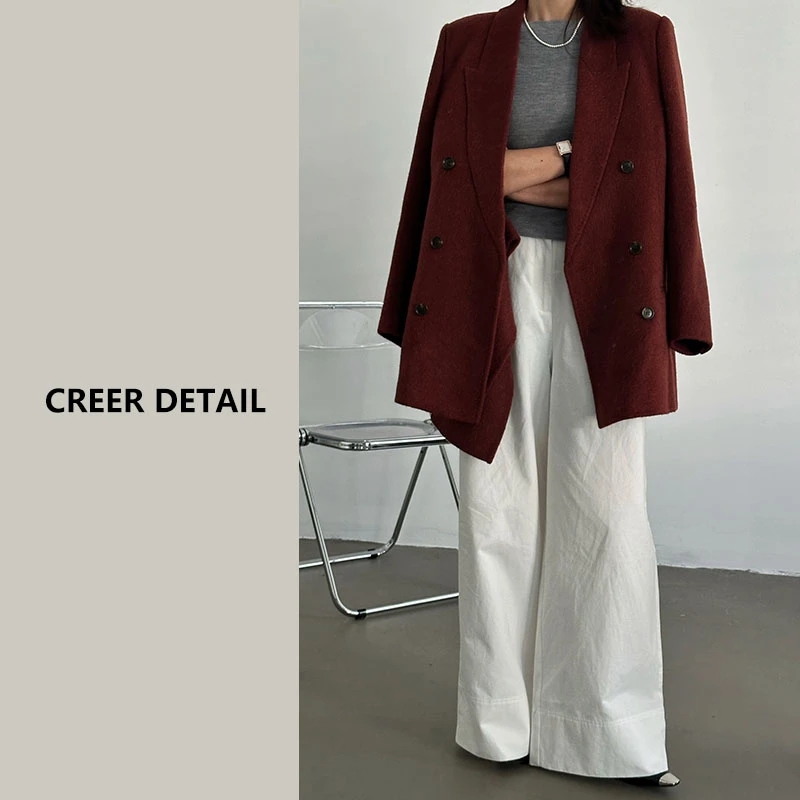 喜庆又耐看并且显白的安可拉红耗牛绒双面手工大衣西装外套