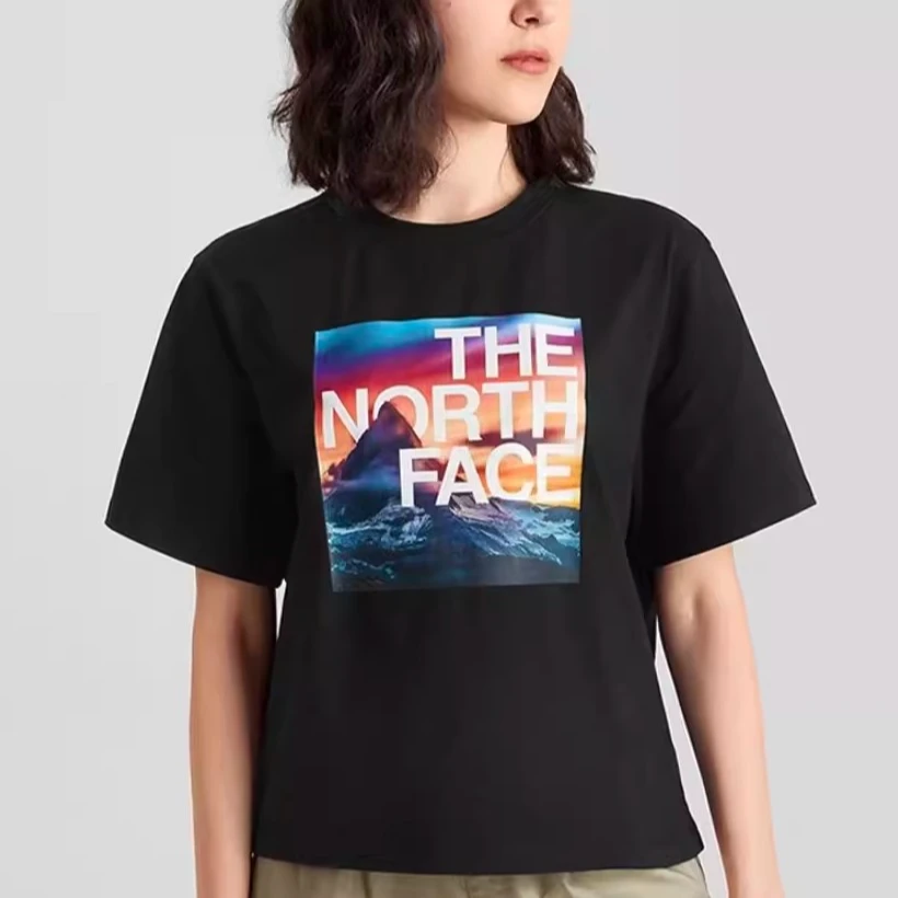 The North Face北面时尚印花T恤女户外休闲舒适圆领棉质短袖 5JY2