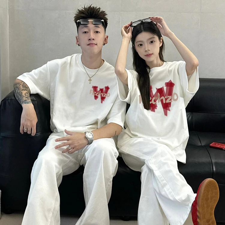 80-300斤胖mm大码纯棉短袖t恤男女情侣装夏季宽松休闲设计感上衣