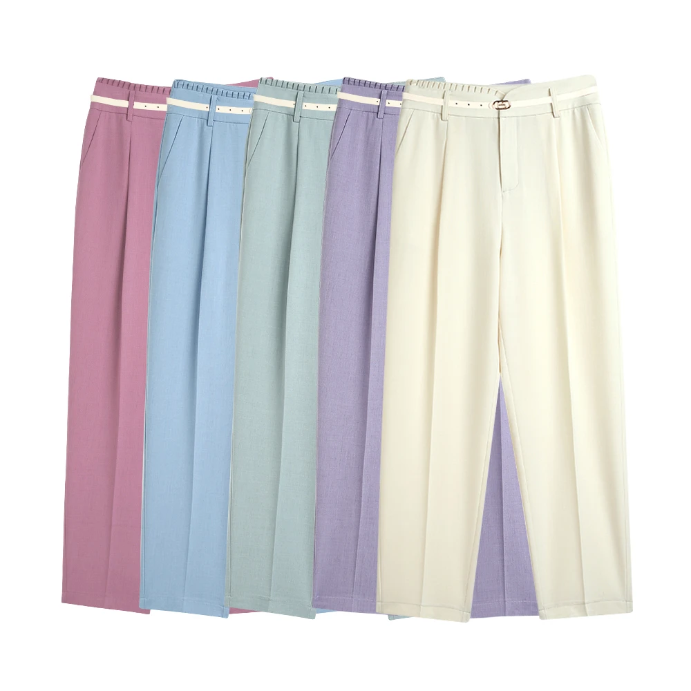 【爆款推荐】夏季百搭显瘦遮肉麻感法裤 232618透气宽松垂感长裤