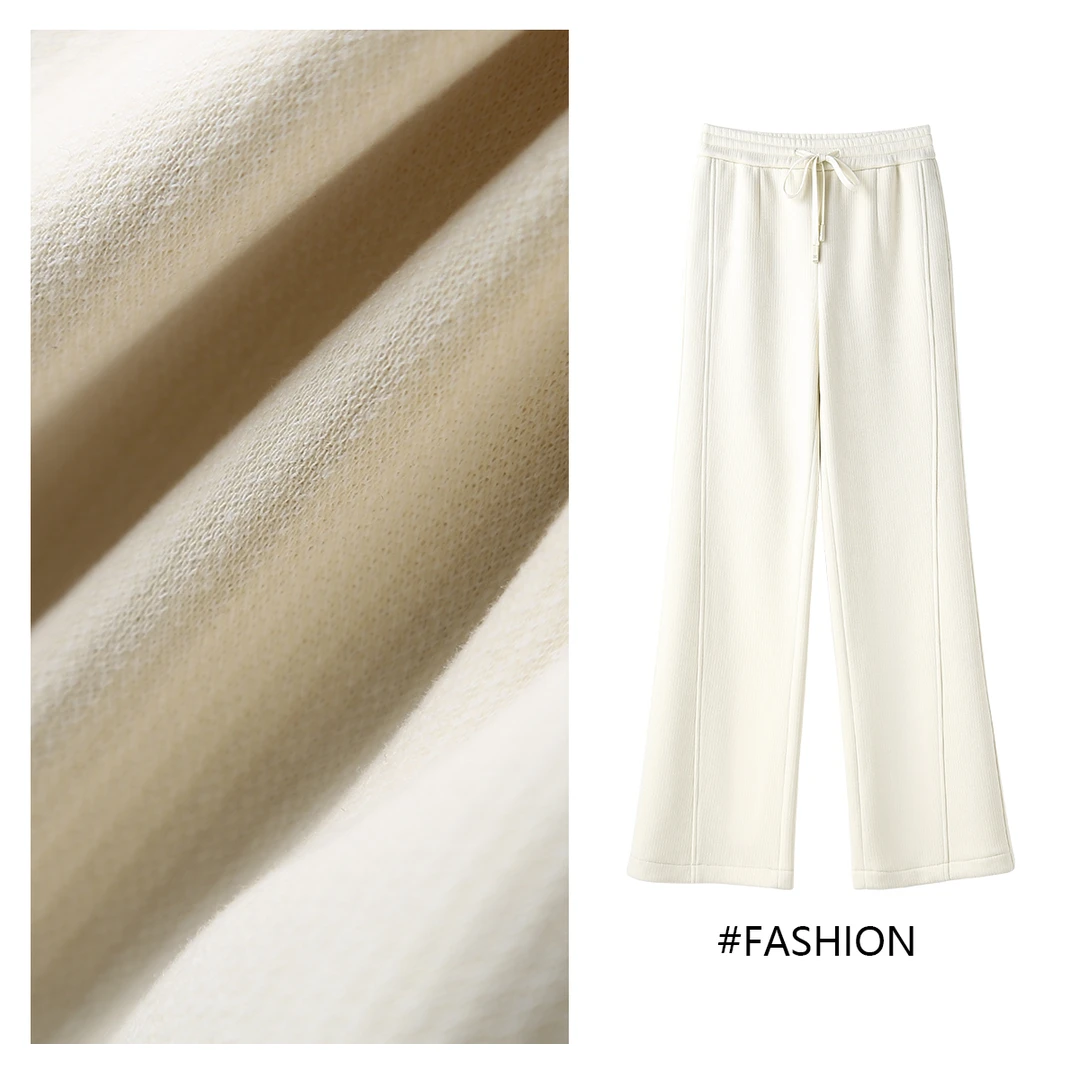 【爆款推荐】24冬加绒加厚筒喇裤236167醋酸糯米显瘦显腿高腰宽松G