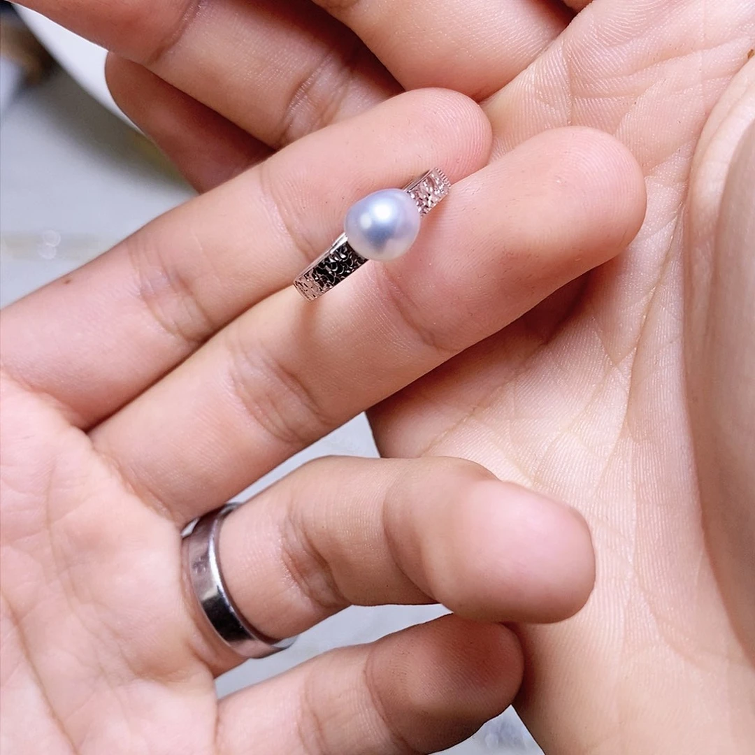 海水珍珠戒指银S925镶嵌