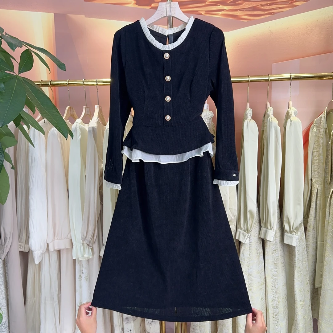 【现货】【RG1499】2024年秋冬新款百搭减龄显瘦新款女装套装裙