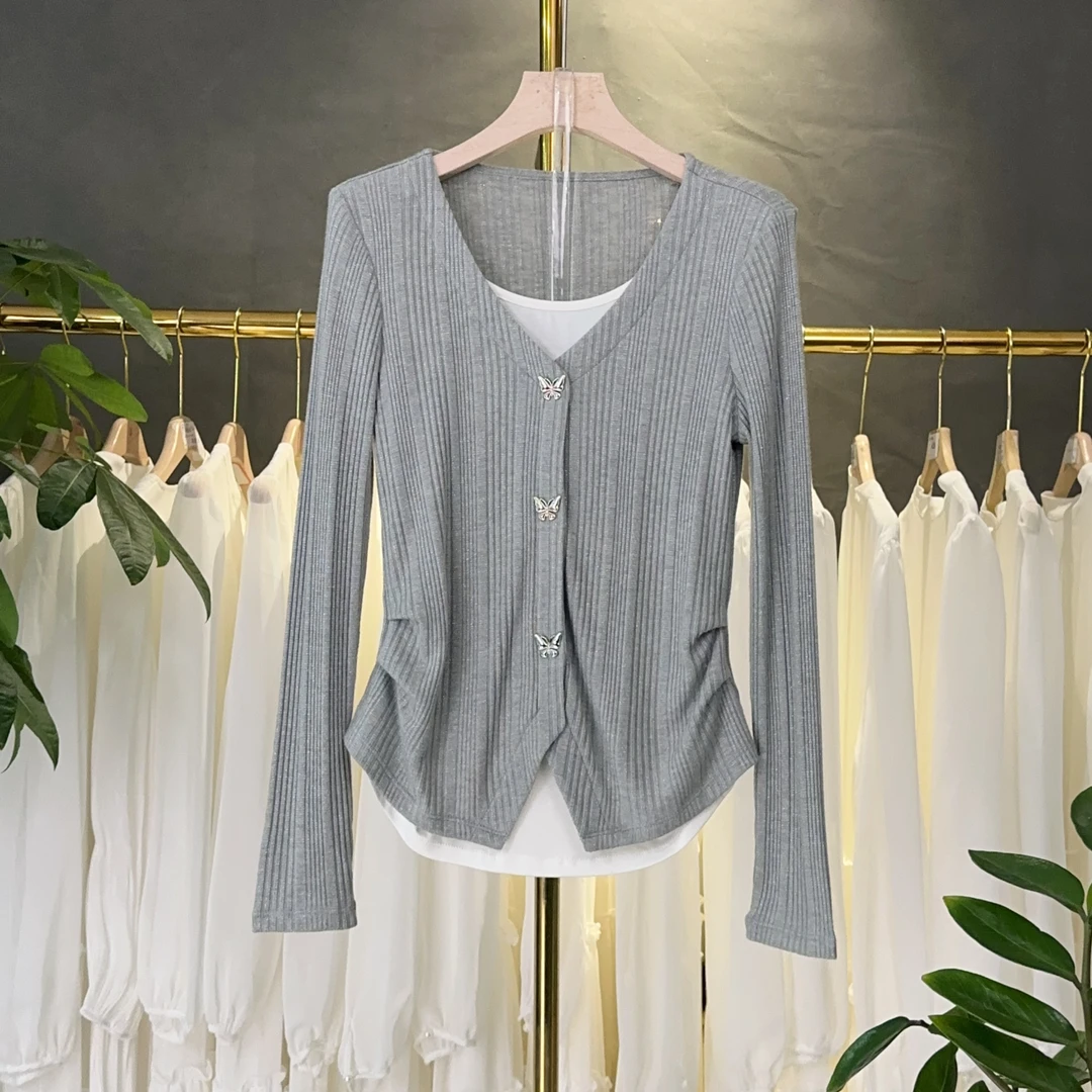 【RG2435】2024年秋冬新款时尚气质百搭减龄显瘦新款小衫