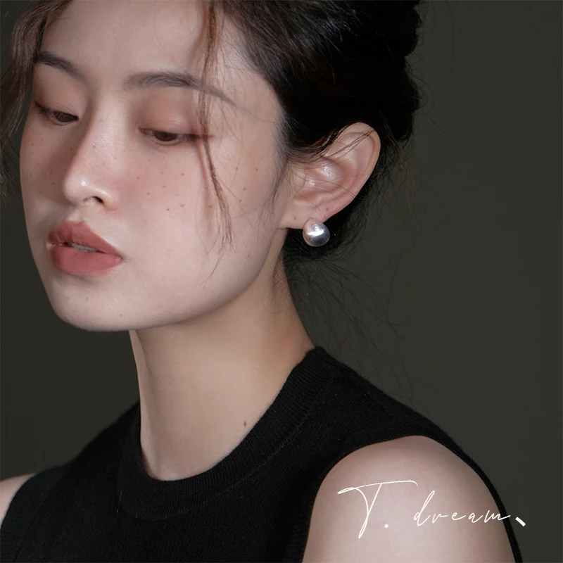 铜合金耳饰 《简约美学》百搭金银色圆球耳环耳钉女高级感小众