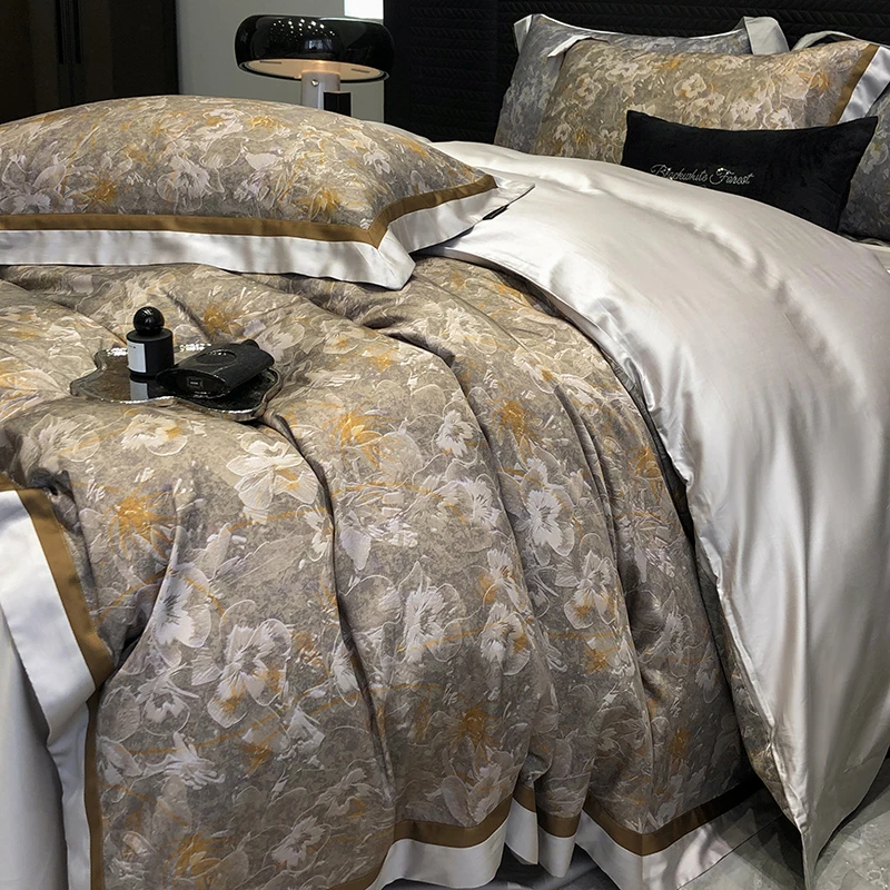 若芙系列  轻奢丝滑数码印花兰精天丝长绒棉四件套欧式