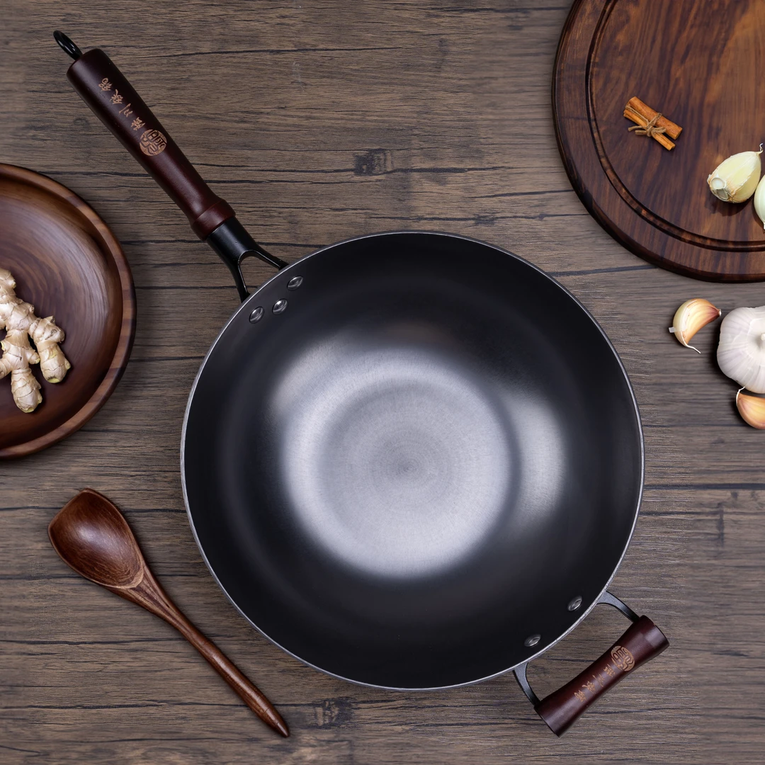 牛锅牌正宗陆川铁锅生铁锅铸铁锅炒锅无涂层柄耳平底锅防锈不易粘
