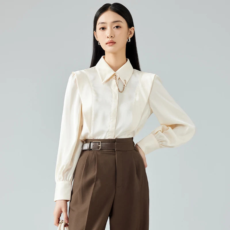 法式轻熟简约休闲女士小衫气质百搭时尚通勤设计感衬衫153N5059