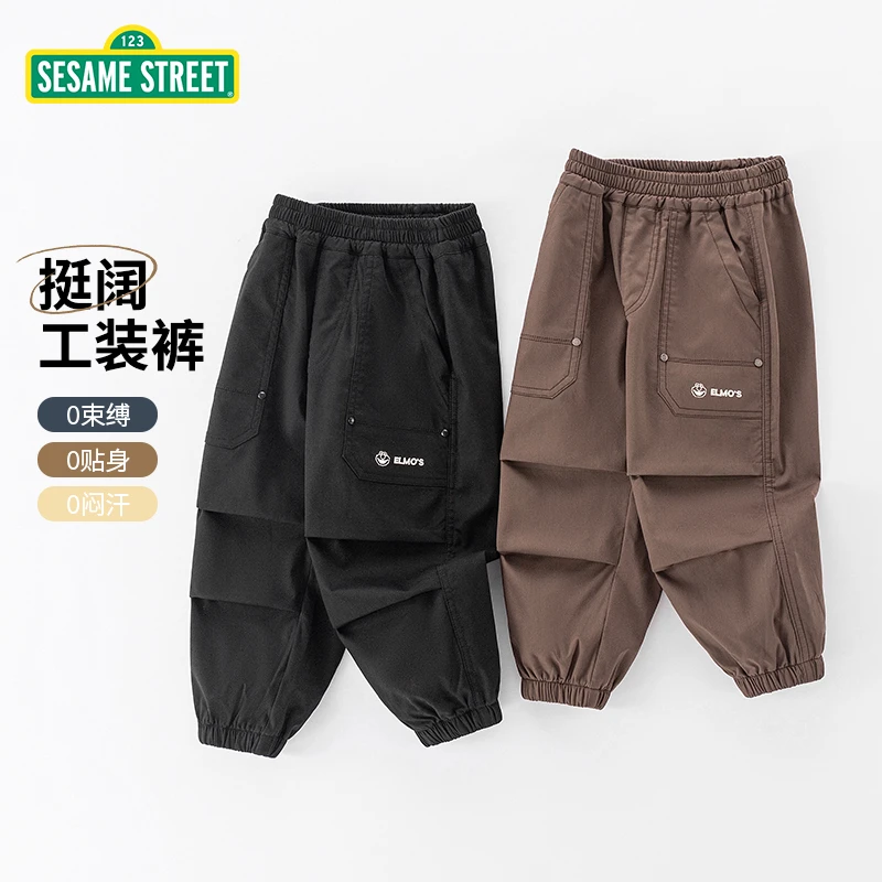【ZB】芝麻街秋季新款儿童百搭舒适工装裤ZQCM053