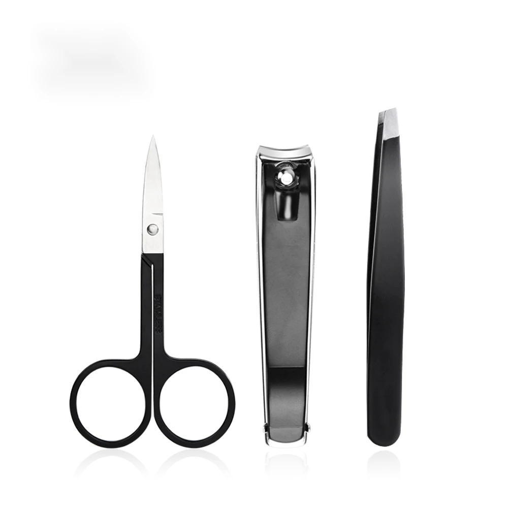 黑色眉夹神器三件套眉剪套装修眉套三件套 美容套眉毛剪夹子套装