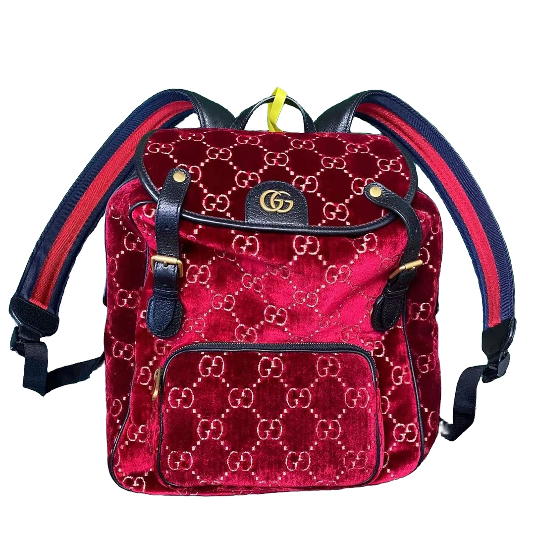 Gucci/古驰 时尚 植绒 满印logo 双肩包/95+新/XG-Y19070
