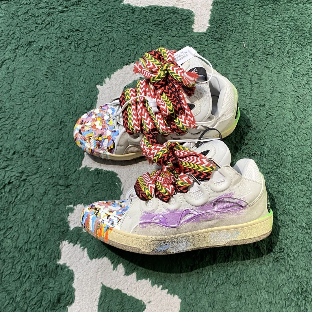 41码 浪凡/LANVIN 时尚 泼墨涂鸦 板鞋面包鞋/95+新/XG-X3252