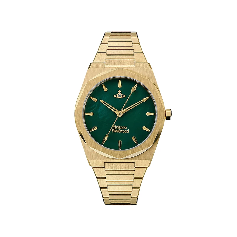 【交个朋友专属】Vivienne Westwood/西太后多边形表盘金绿轻奢女表