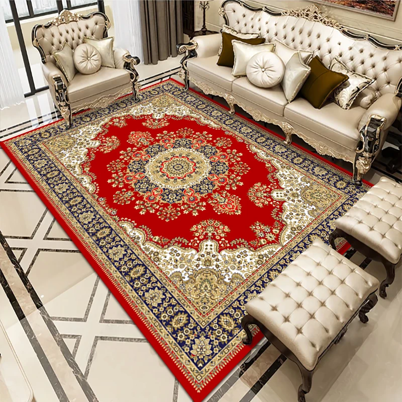 居家好物红色经典客厅茶几地毯-水晶绒防滑防潮-可机