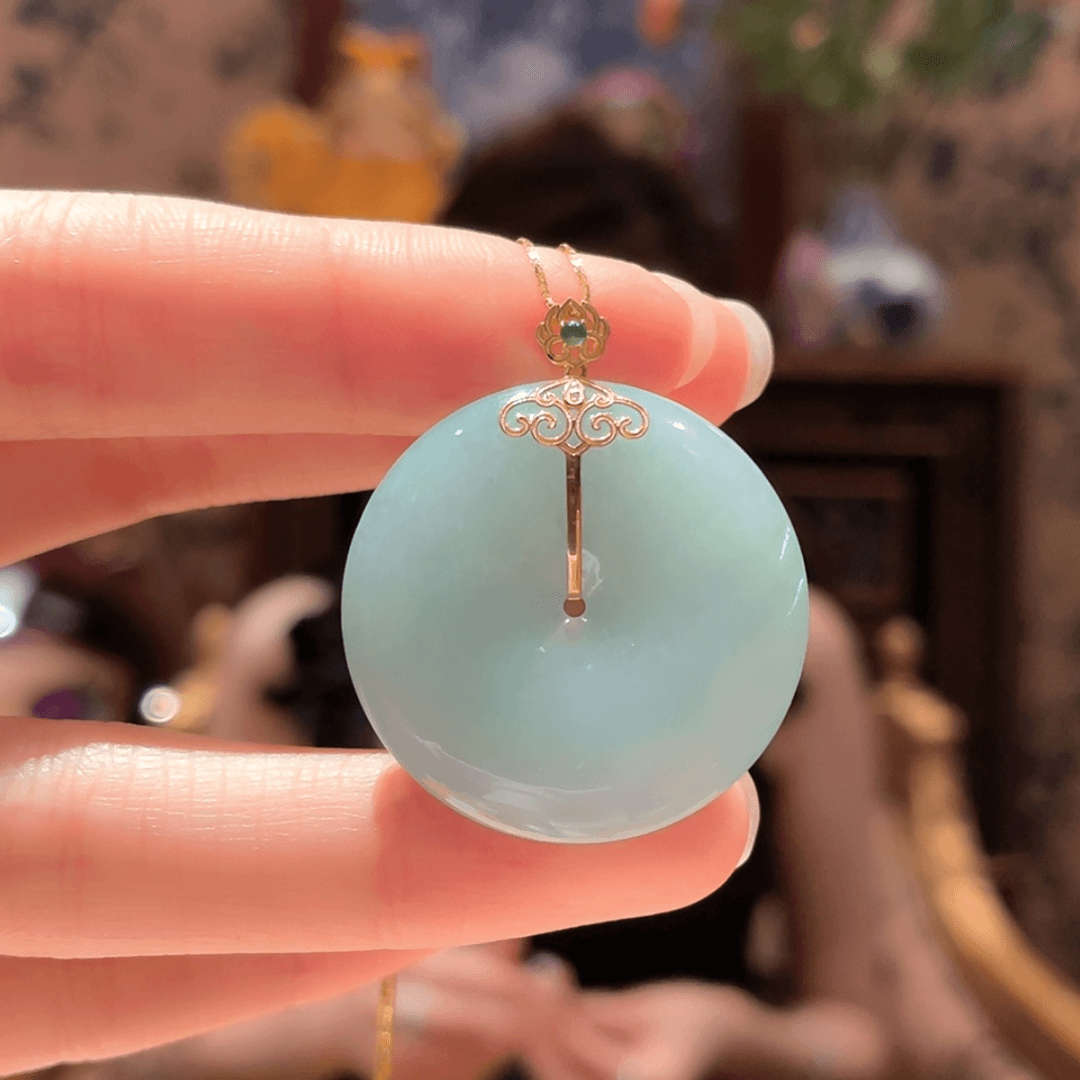 【闪购商品】翡翠吊坠(赠链)18K金镶嵌吊坠