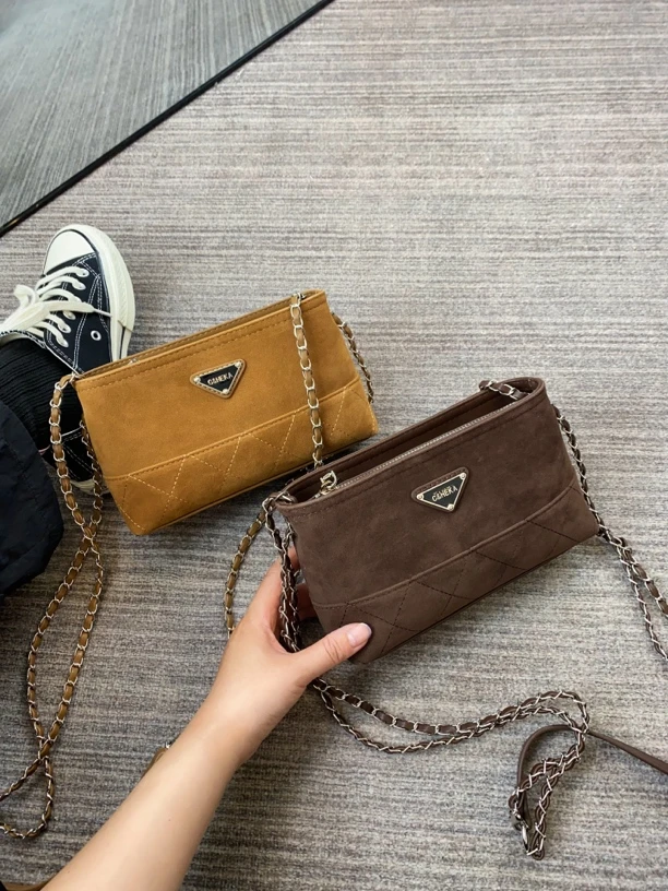 一颗参天树包包秋冬新款简约磨砂复古时尚百搭链条单肩斜挎小包包