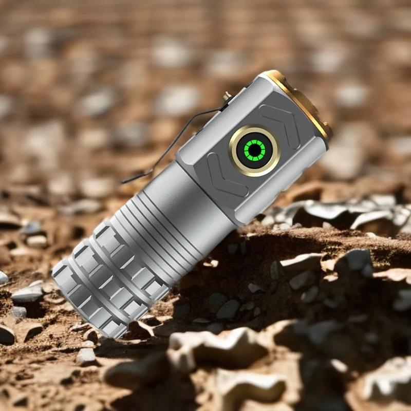迷你三眼小霸龙led强光手电筒18650锂电池可充电小钢炮磁吸手电筒