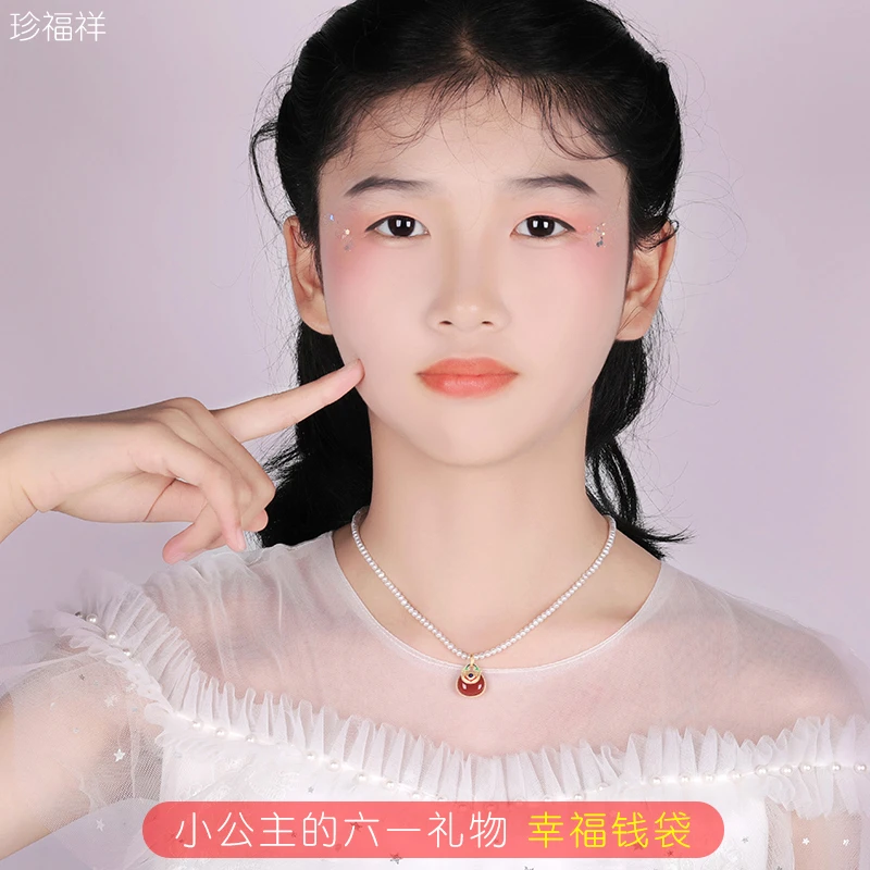 福袋儿童款珍珠项链小公主颈链天然baby小珍珠调节链款送女儿礼物