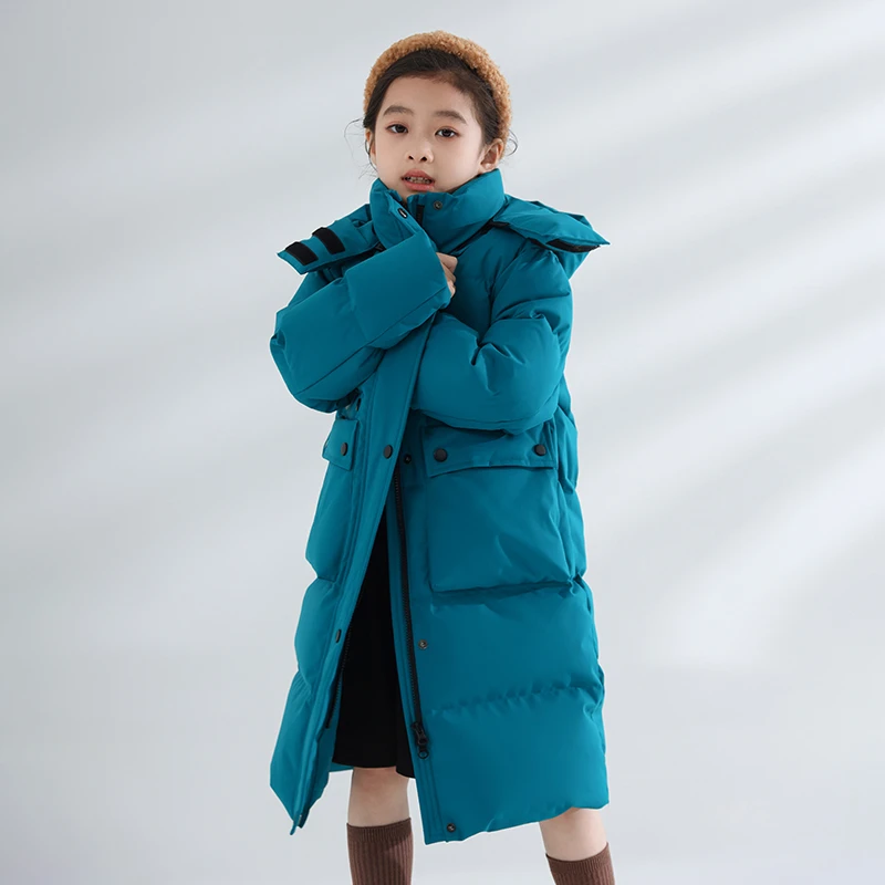 鹅小宝2024冬季新款户外加厚鹅绒儿童长款羽绒服极寒外套防风W7