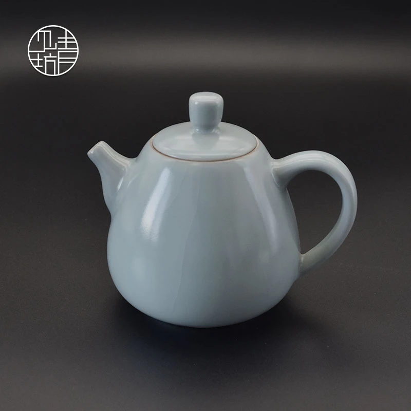 宝丰清凉寺 高端纯手工 手拉胚梨壶 原产地汝官窑仿古釉茶具
