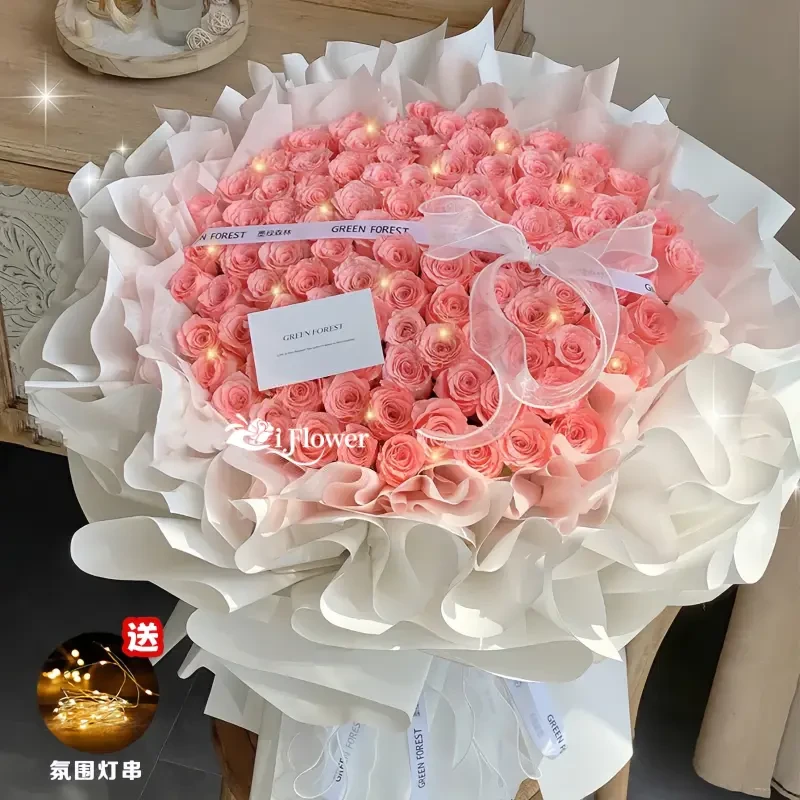 99朵玫瑰花束鲜花订购小时达的同城配送花店附近团购生日直送上门