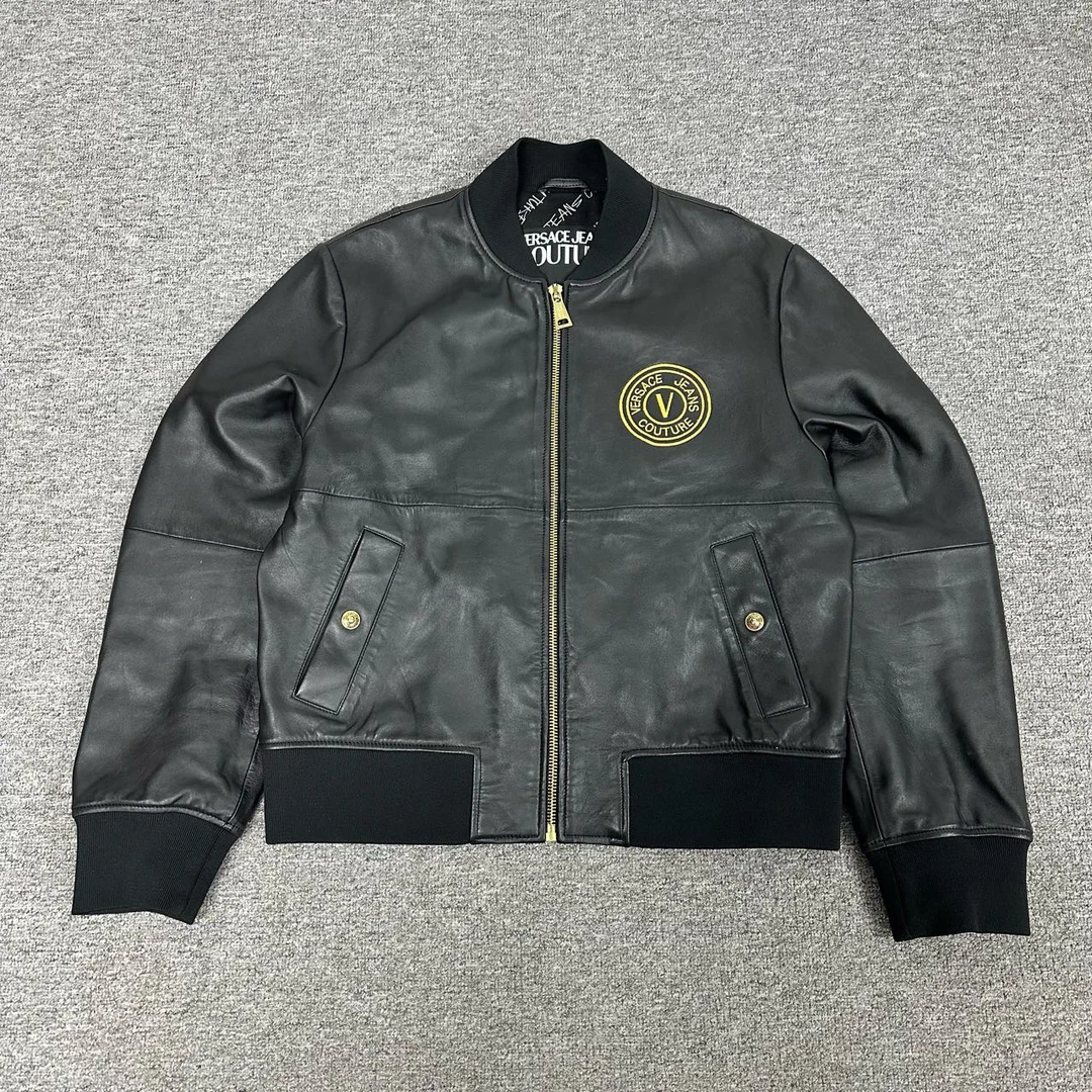 Versace 范思哲 金线刺绣 皮衣外套 99新 50码