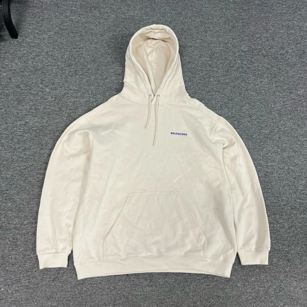 Balenciaga 巴黎世家 印花logo 杏色连帽卫衣 L码 95新