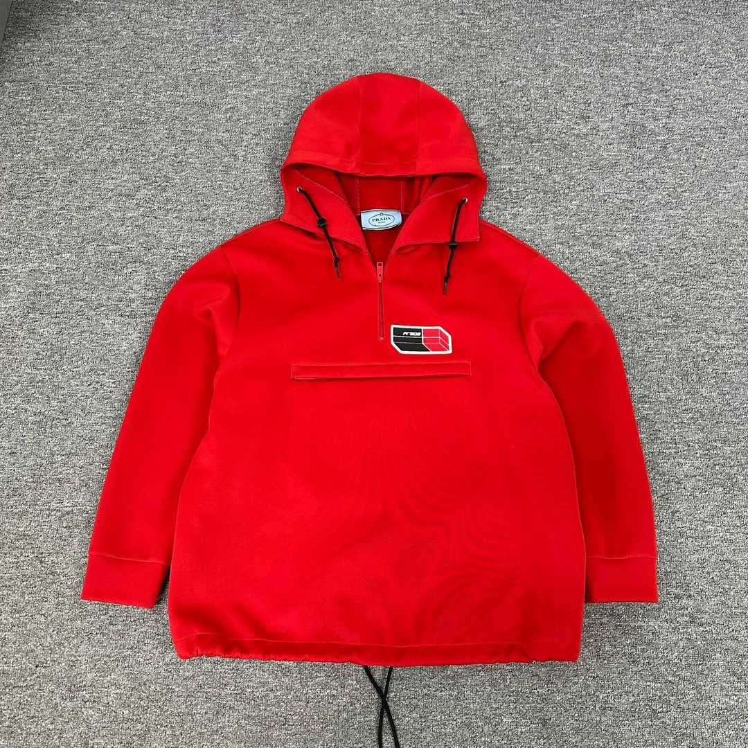 Prada 普拉达 太空棉 大Logo 连帽卫衣 全新 M码