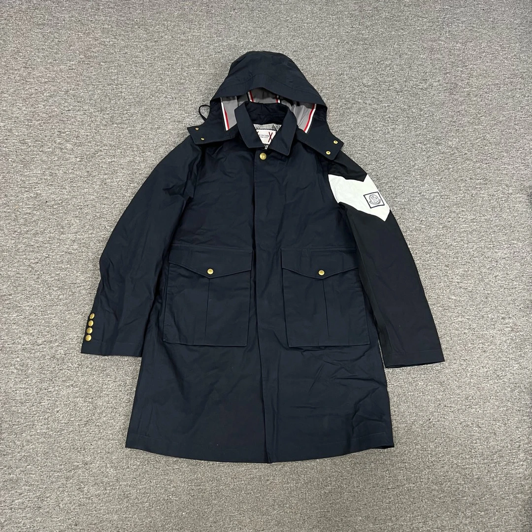 Moncler x thom browne 蒙口联名TB 拼色 可拆卸帽风衣 3码 98新