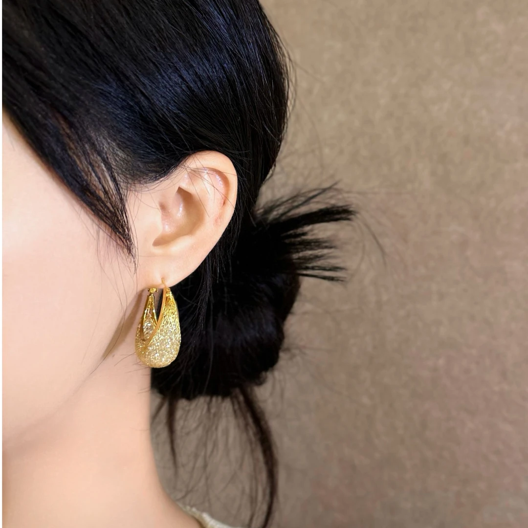 铜合金耳饰 巨闪巨高级耳环 925银针气质轻奢时尚百搭简约经典