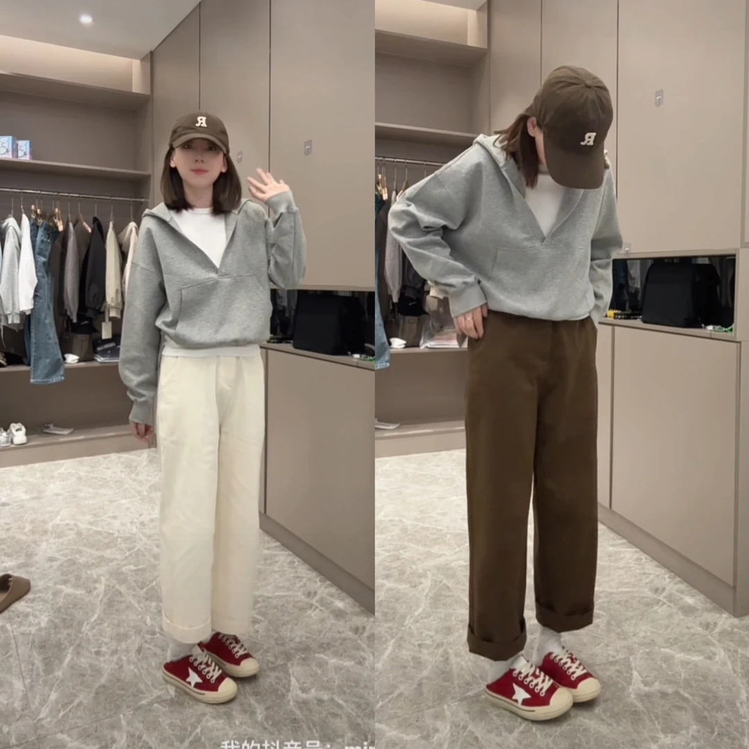 【铭铭专属】港风休闲百搭纯棉阔腿裤2025梨形身材小个子显瘦直筒裤