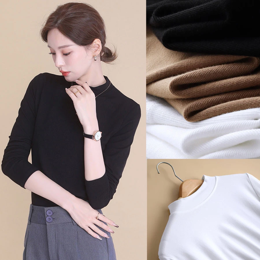 Q弹舒适半高领内搭外穿长袖打底衫2023秋冬季新款718