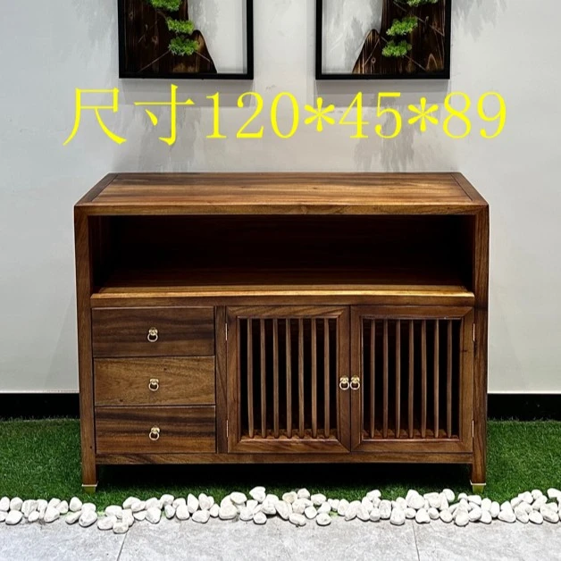 餐边柜茶水柜边柜置物柜新中式胡桃木简约实木茶柜客厅柜子鞋架