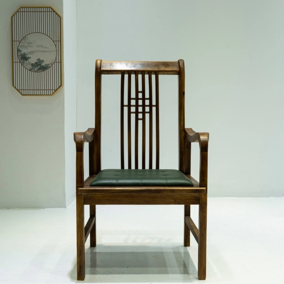 胡桃木主人椅北欧复古简约实木椅洽谈接待办公中式茶餐桌椅古典