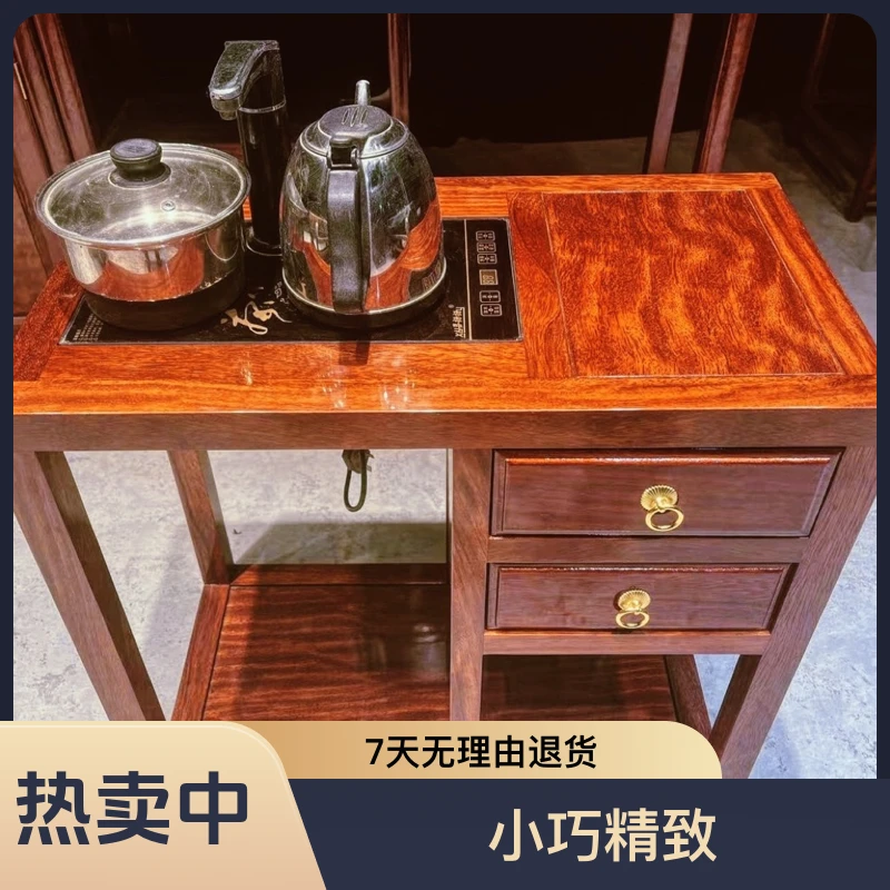 精品小巴花红塔利双抽茶水柜红木边柜茶柜纯料 68*37*65