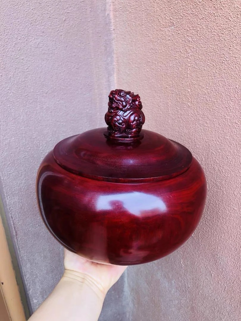紫檀貔貅罐家用中式高密度手工实木储物罐密封罐