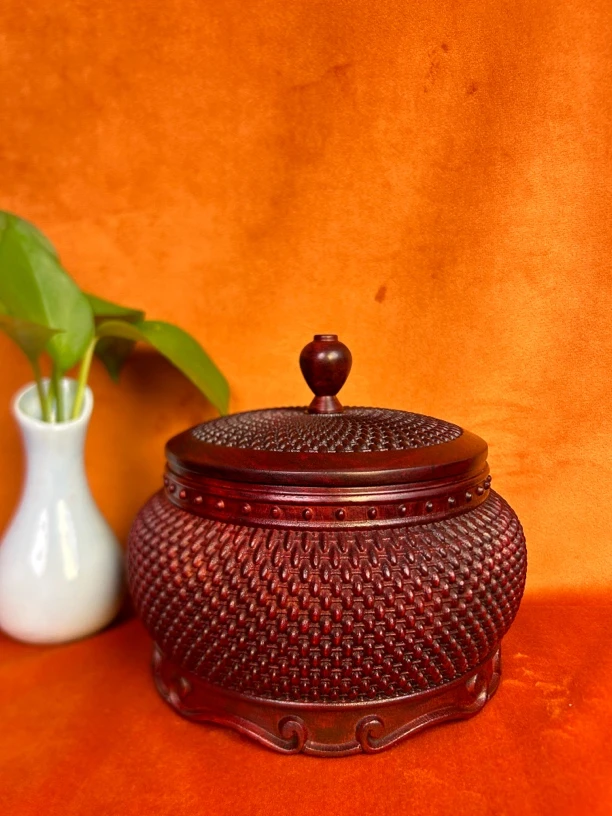 紫檀水滴底座款茶叶罐密封罐围棋罐储物罐