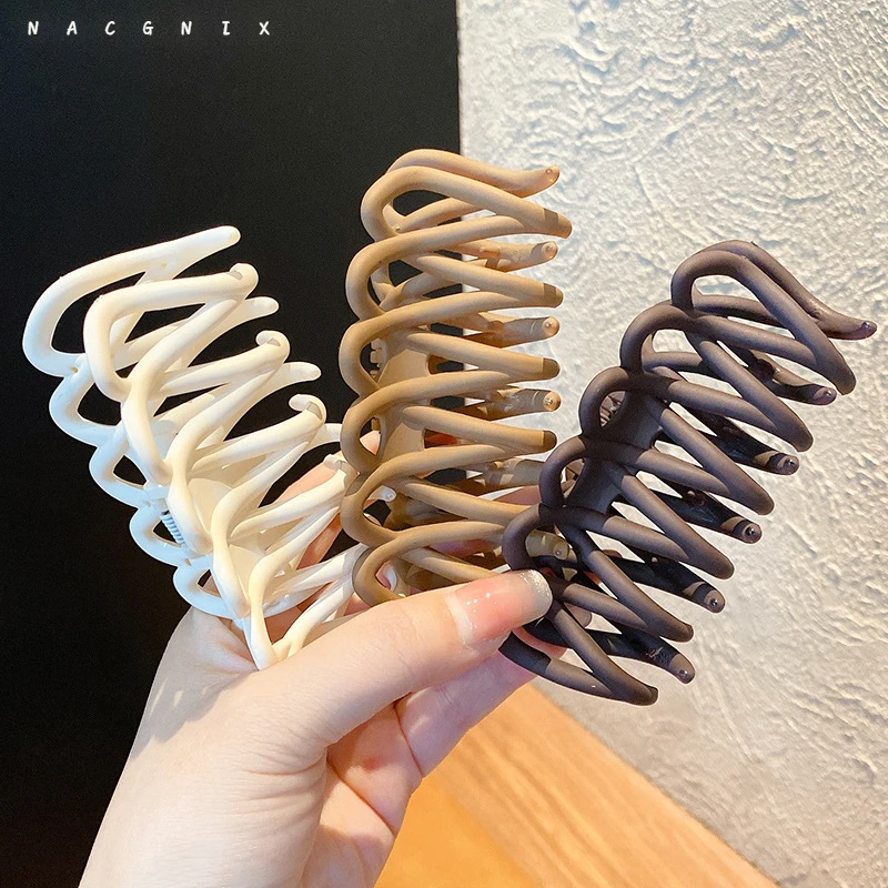 韩国发夹女夏季后脑勺盘发鲨鱼夹子大号洗澡抓夹网格发卡网红发饰