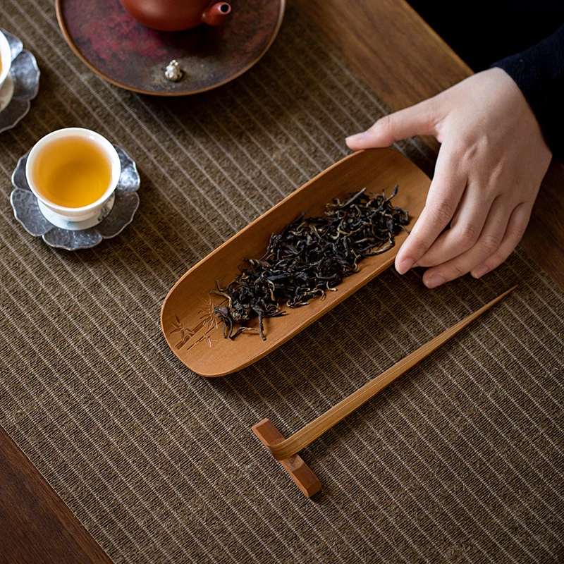 茶具配件茶道零配茶则茶针茶针托碳化竹不发霉不虫蛀竹雕则三件套