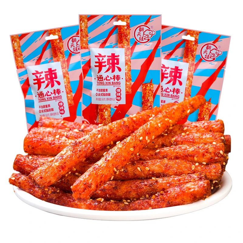 翻天娃通心棒辣条爆辣味68g/袋香辣麻辣棒软糯爆汁网红休闲零食